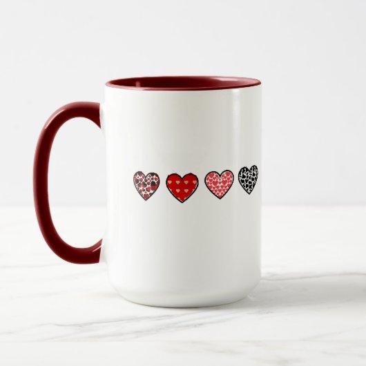 minimal valentine hearts / “cute love pattern” マグカップ (左)