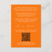 Minimal Vibrant Orange Details Card & RSVP QR Code エンクロージャーカード (裏面)