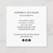 Minimal Vintage Photographer Social Media  スクエア名刺 (裏面)