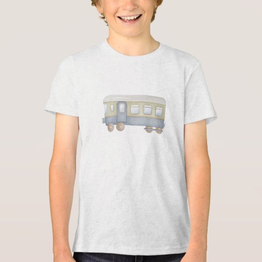 Minimal Vintage Train Car Illustration トライブレンドＴシャツ (正面)