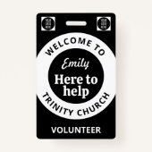 Minimal Volunteer Lanyard Badge Logo & QR code バッジ (正面)