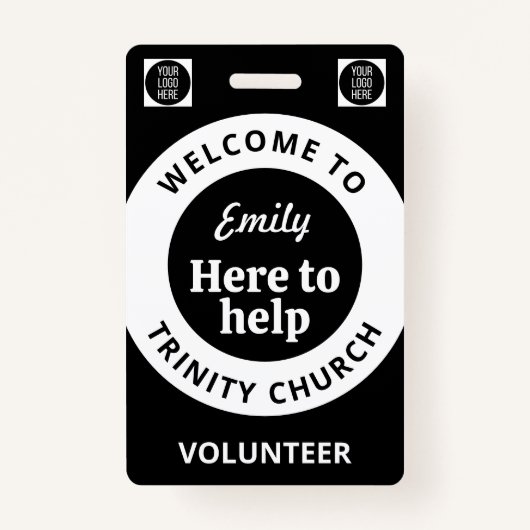 Minimal Volunteer Lanyard Badge Logo & QR code バッジ (正面)