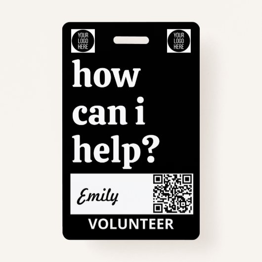 Minimal Volunteer Lanyard Badge Logo & QR code バッジ (裏面)
