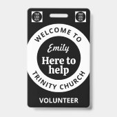 Minimal Volunteer Lanyard Badge Logo & QR code バッジ (裏面)