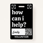 Minimal Volunteer Lanyard Badge Logo & QR code バッジ (正面)
