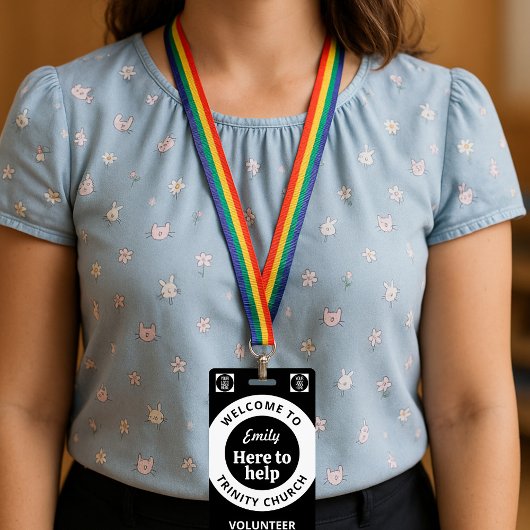 Minimal Volunteer Lanyard Badge Logo & QR code バッジ