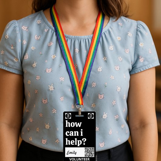 Minimal Volunteer Lanyard Badge Logo & QR code バッジ