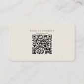 Minimal Warm Beige Linen Texture QR Code Freelance 名刺 (裏面)