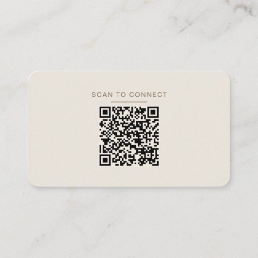 Minimal Warm Beige Linen Texture QR Code Freelance 名刺 (裏面)