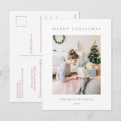 Minimal Warm Brown Merry Christmas Photo シーズンポストカード (正面/裏面)