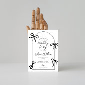 Minimal watercolor black bow arch birthday 招待状