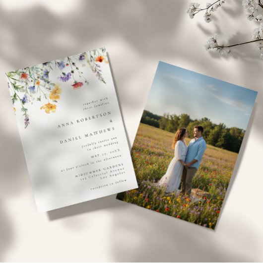 Minimal Watercolor Floral Wedding Invitation 招待状