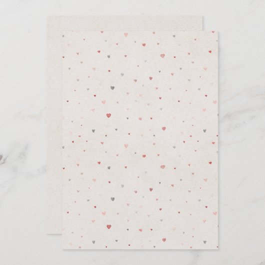 Minimal Watercolor Hearts Invitation 招待状 (正面/裏面)