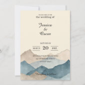 Minimal Watercolor Mountain Wedding Invitation 招待状 (正面)