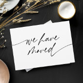 Minimal We Have Moved Elegant Script 案内状