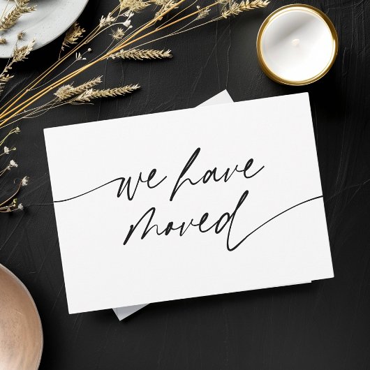 Minimal We Have Moved Elegant Script 案内状