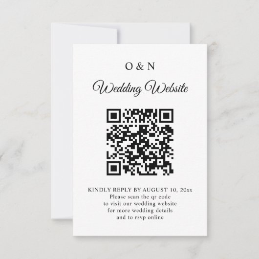 Minimal Wedding Black and White QR Code RSVP (正面)