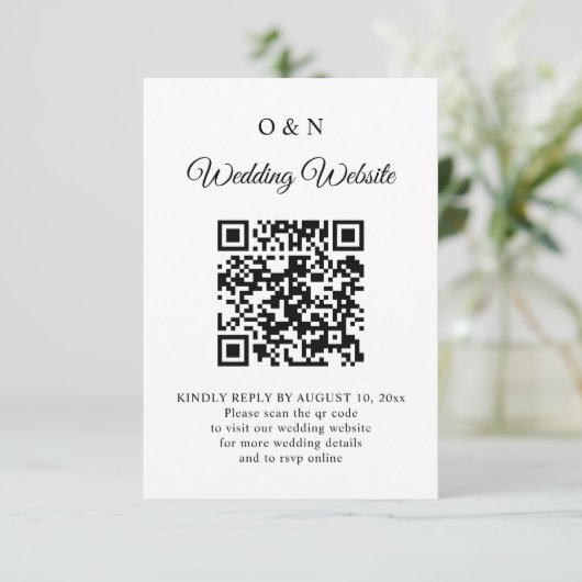 Minimal Wedding Black and White QR Code RSVP (スタンド正面)