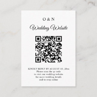 Minimal Wedding Black and White QR Code RSVP エンクロージャーカード