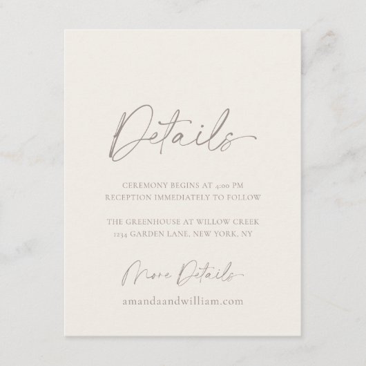 Minimal Wedding Details Card 招待状 (正面)