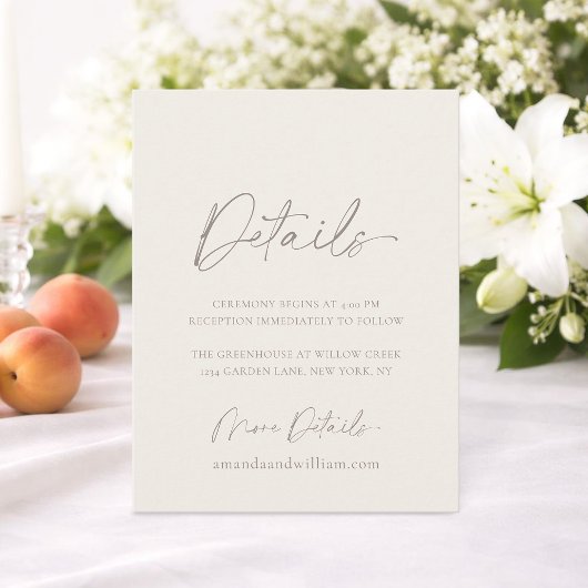 Minimal Wedding Details Card 招待状