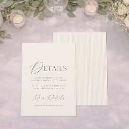 Minimal Wedding Details Card | Neutral Classic 招待状