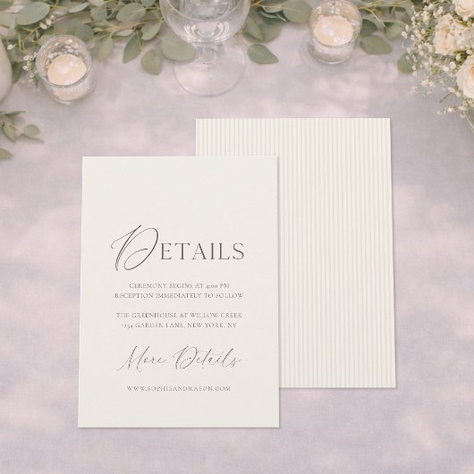 Minimal Wedding Details Card | Neutral Classic 招待状
