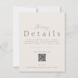 Minimal Wedding Details Card with QR Code 招待状