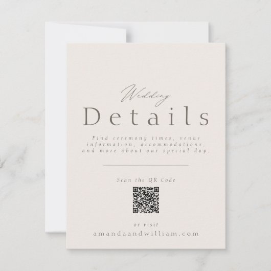 Minimal Wedding Details Card with QR Code 招待状 (正面)