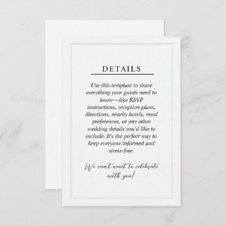 Minimal Wedding Details Enclosure Card エンクロージャーカード
