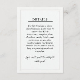 Minimal Wedding Details Enclosure Card エンクロージャーカード