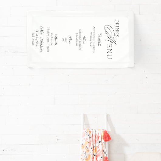 Minimal Wedding Drinks Menu Banner 横断幕 (インサイチュ)