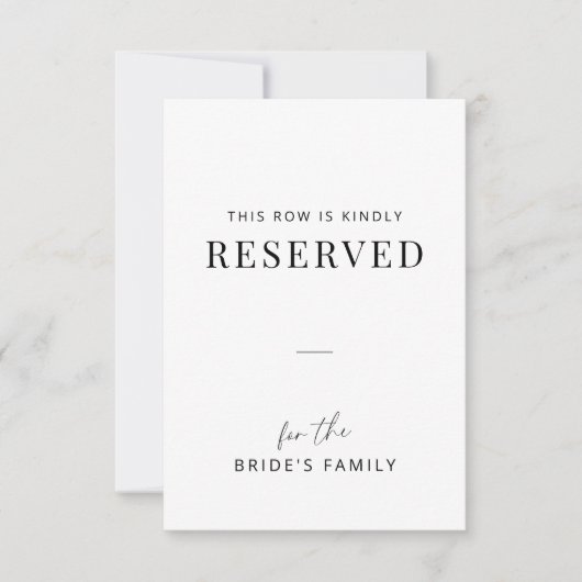 Minimal Wedding Family Reserved Row Tag (正面)