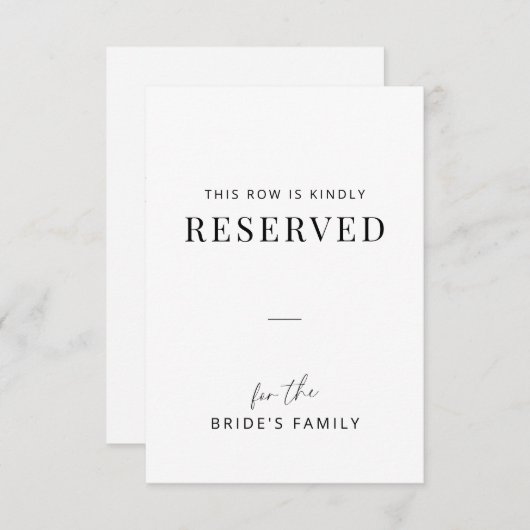 Minimal Wedding Family Reserved Row Tag (正面/裏面)