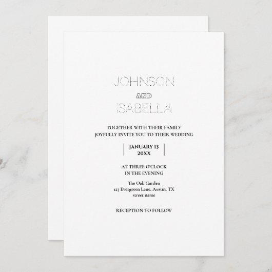 Minimal Wedding Invitation Card 招待状 (正面/裏面)