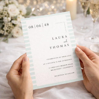 Minimal Wedding Invitation Card with Stripe Border 招待状