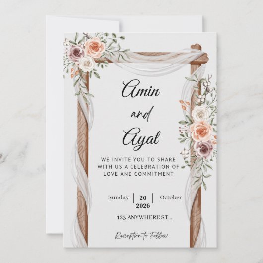  Minimal Wedding Invitation Template | Classic Scr シーズンカード (正面)