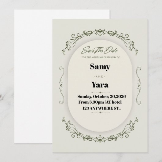 Minimal Wedding Invitation Template | Classic Scri シーズンカード (正面/裏面)