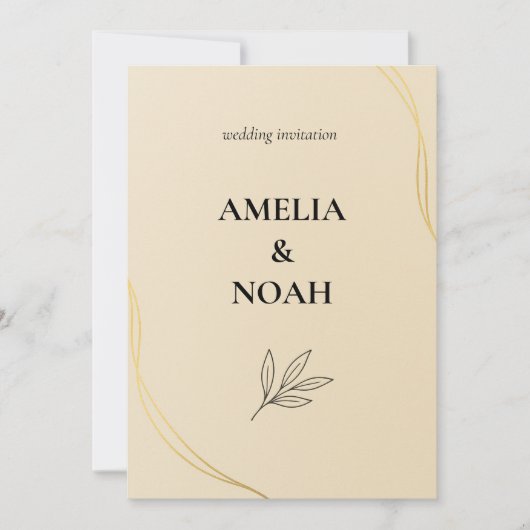 Minimal Wedding Invitation Template – Elegant  招待状 (正面)