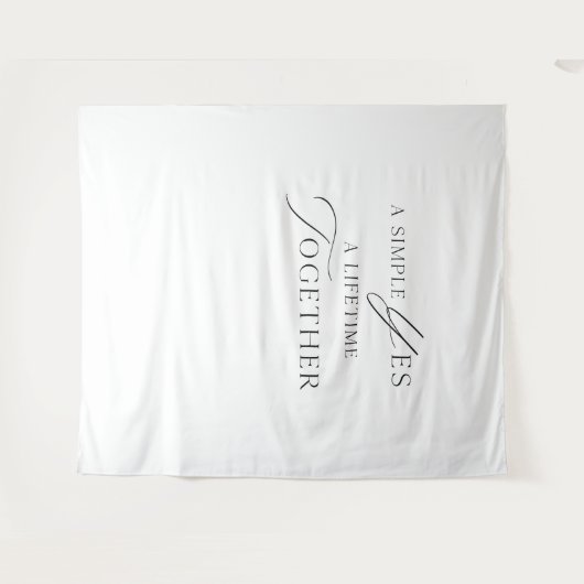 Minimal Wedding Photo Backdrop “A Simple Yes” タペストリー (正面(横))