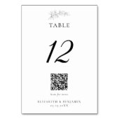 Minimal Wedding QR Code Menu Elegant Black White テーブルナンバー (正面)