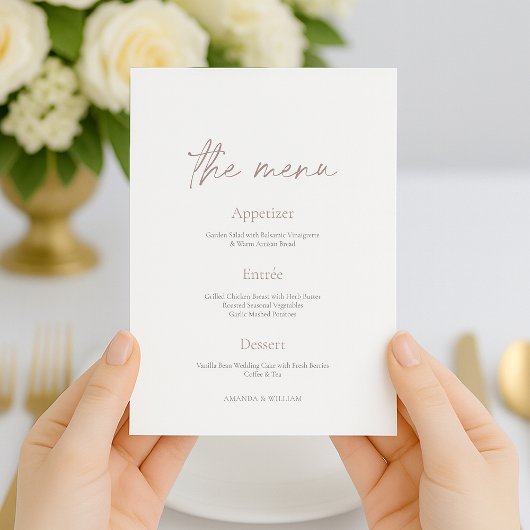 Minimal Wedding Reception Menu Card 招待状