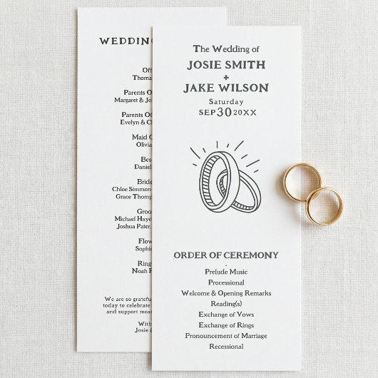 Minimal wedding rings wedding ceremony program プログラム