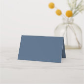 Minimal Wedding slate blue modern blank place card プレイスカード (裏面)