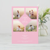 Minimal Wedding Soft Blush Pink 4-Photos Collage セーブザデート (スタンド正面)