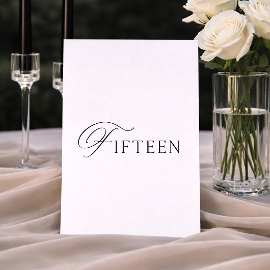 Minimal Wedding Table Number Fifteen Sign  招待状