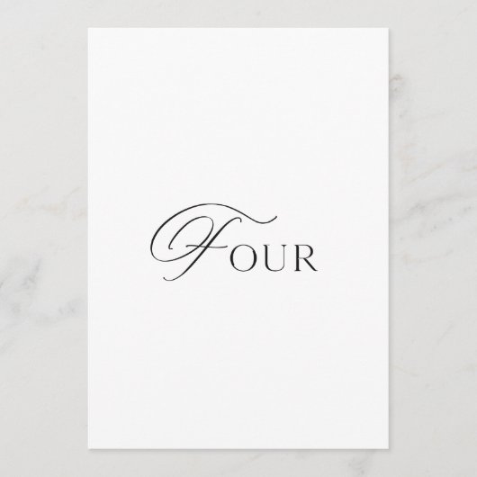 Minimal Wedding Table Number Four Sign  招待状 (正面)