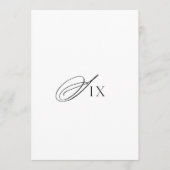 Minimal Wedding Table Number Six Sign 招待状 (正面)