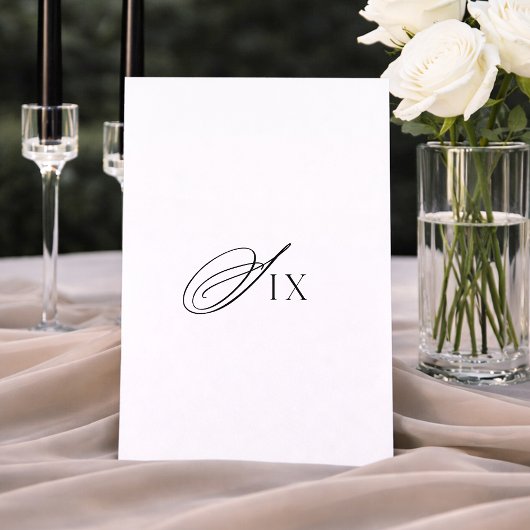 Minimal Wedding Table Number Six Sign 招待状