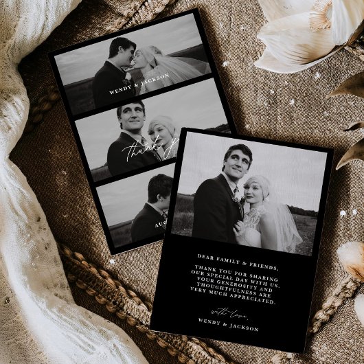 Minimal Wedding Thank You Photo Stack Card  セーブザデート